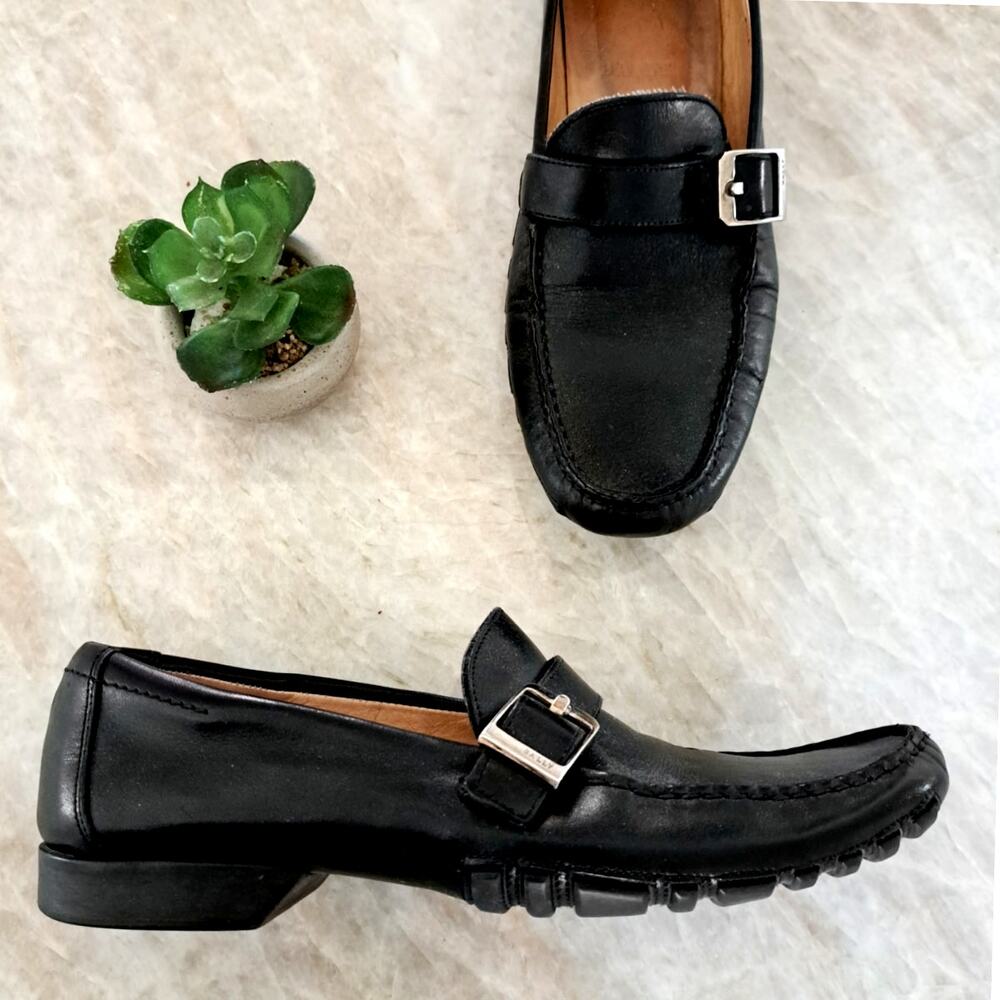 BALLY Women's Alta Classic Driving Moc Loafer in Black Leather Size 38/7.5